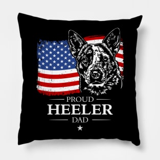 Proud Blue Heeler Dad American Flag Pillow