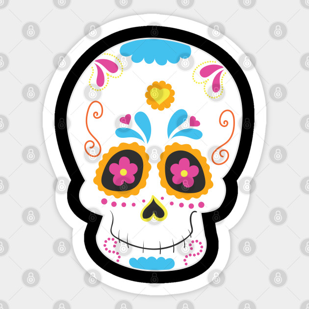 Sugar Skull Cat Dia De Los Muertos Sugar Skull Costume Sticker
