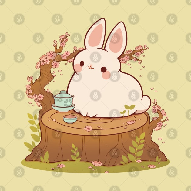 Cherry blossom tea bunny by Rihnlin