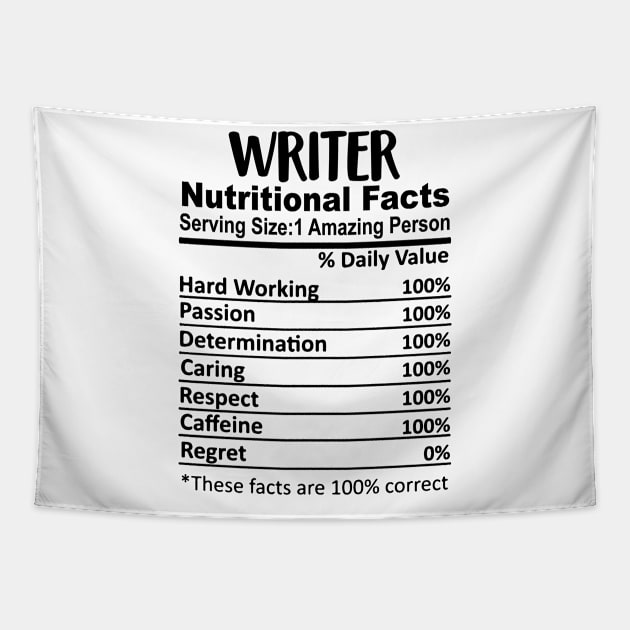 Writer Nutrition Facts Funny Tapestry by HeroGifts