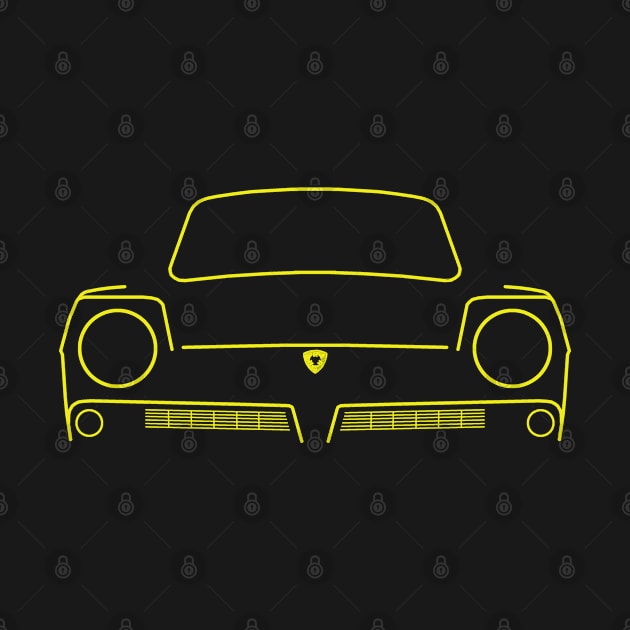 Reliant Regal 1970s classic car yellow outline graphic by soitwouldseem