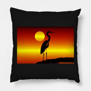 Sunset egret Pillow