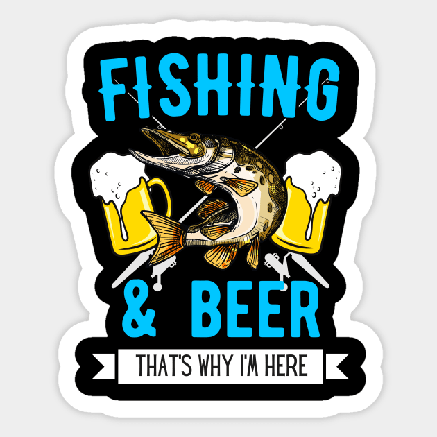 Fishing & Beer Funny Fisherman Angling Design - Fishing - Sticker