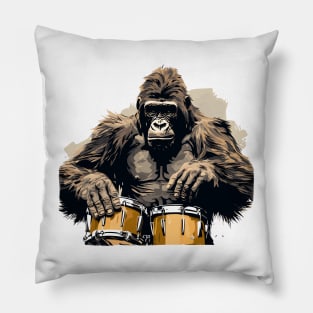 Gorilla playing drums Pillow