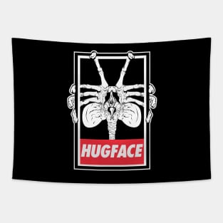 HUGFACE black tee Tapestry