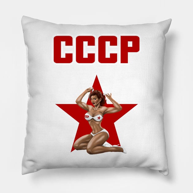 Soviet Girl Pin Up Pillow by Ivo_Marques