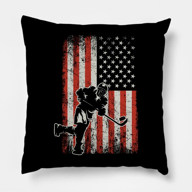 USA Flag Hockey Player Pillow by ryanjaycruz