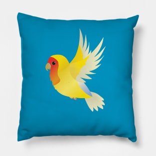 Flying yellow peach faced lovebird Pillow