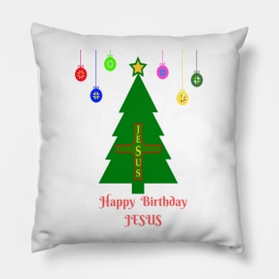 HAPPY BIRTHDAY JESUS CHRISTMAS TREE T-SHIRT Pillow