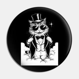 Cool Rich furry cat in sunglasses Pin