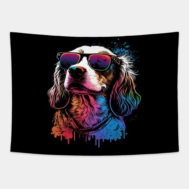 Dog Wearing Sunglasses Tapestry by AI INKER