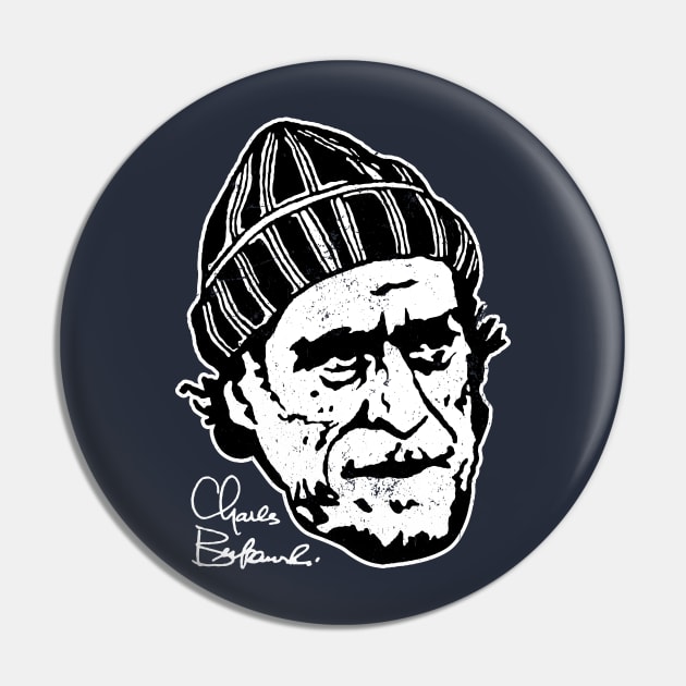 Charles Bukowski Signature Portrait Pin by CultureClashClothing