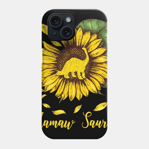 Sunflower Mamaw Saurus Phone Case by gotravele store