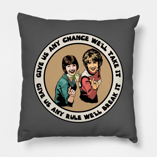 Laverne and Shirley Pillow by Slightly Unhinged