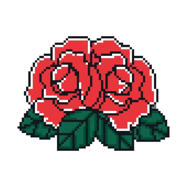 pixel roses - Pixelart - T-Shirt | TeePublic