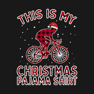 This Is My Christmas Pajama Shirt Bike Cycling Santa Hat T-Shirt