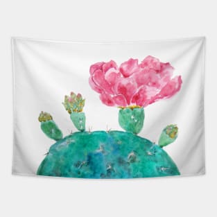 Pink cactus flower watercolor Tapestry