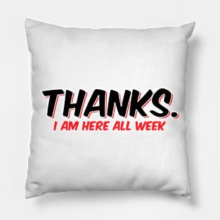 Thanks. I am here all week Pillow