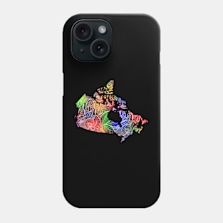 Colorful mandala art map of Canada with text in multicolor pattern Phone Case