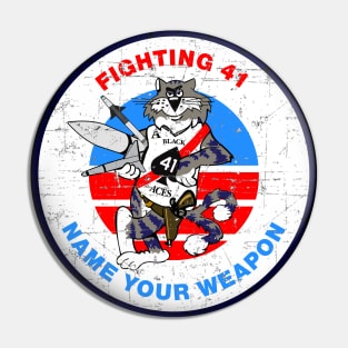 F-14 Tomcat - Fighting 41 Name Your Weapon - Grunge Style Pin