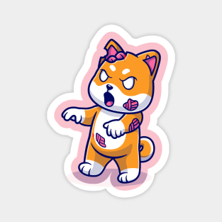 Cute Shiba Inu Dog Zombie Cartoon Magnet