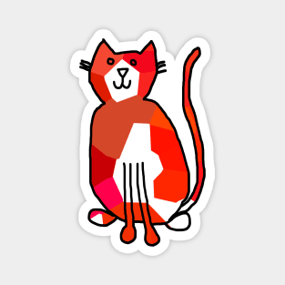 Red Crystal Cat Animals Minimal Line Drawing Magnet