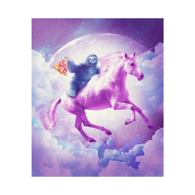 Space Sloth Riding On Flying Unicorn With Pizza by Random Galaxy