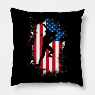 American Flag Baseball Team Gift for Men Boys Pillow