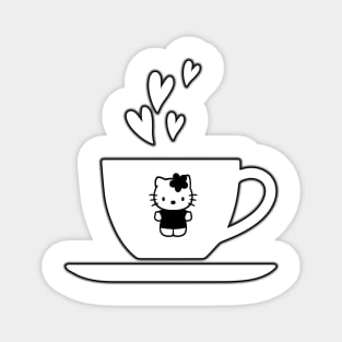 kitty white, Funny coffee cup, coffee lovers gift, coffee gift, coffee cozy, birthday, cafeteria’s stickers, fashion Design, restaurants and laptop stickers, lovely coffee cup with Kitty cat inside Magnet