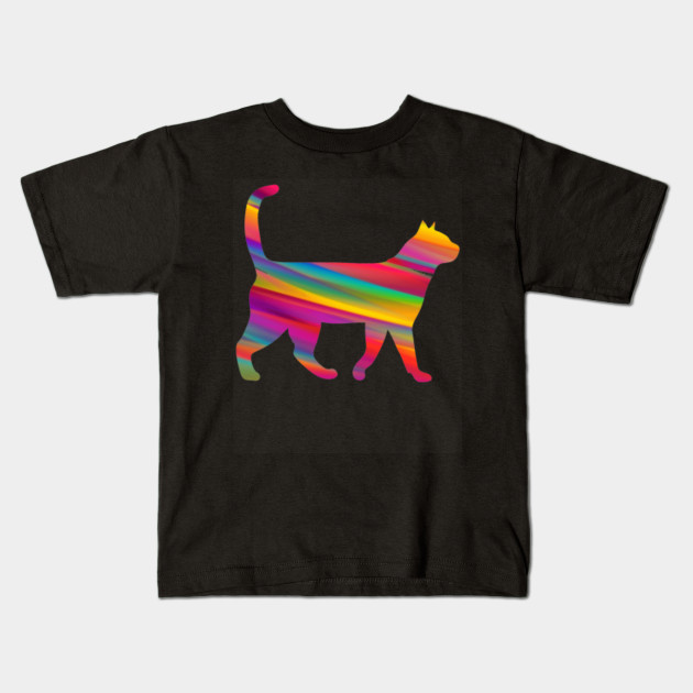 Rainbow Cat Painting Cute Artistic Cat Kids T Shirt Teepublic