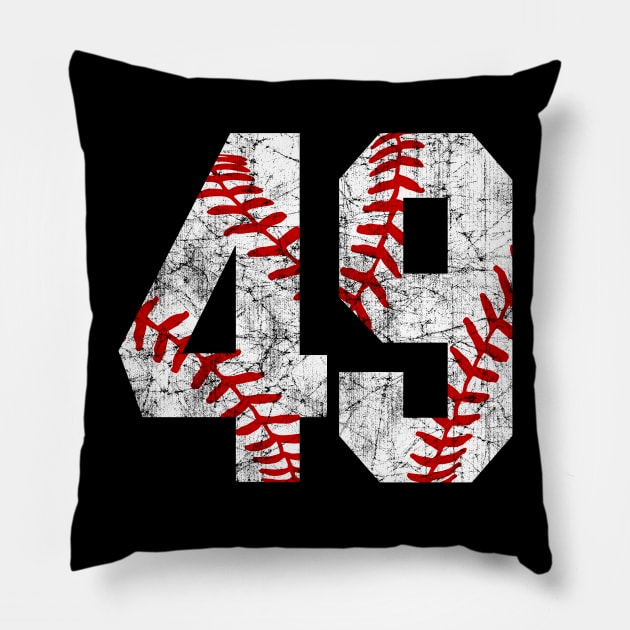 Vintage #49 Baseball Laces Baseball Mom Jersey Love Baseball Pillow by TeeCreations