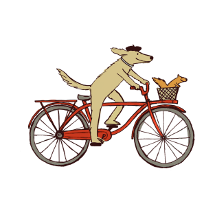 Cycling Dog with Squirrel Friend | Whimsical Animal Art T-Shirt