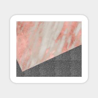 Rose gold marble - charcoal sparkle Magnet