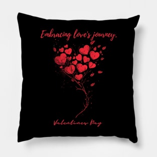 Embracing love's journey. A Valentines Day Celebration Quote With Heart-Shaped Baloon Pillow