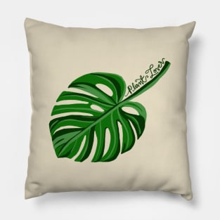 Plant lover - tropical leaf with handwriting Pillow