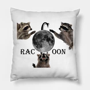 Three Raccoons Vintage Graphic T-shirts, Retro Raccoon Moon Tshirt, Raccoon Lovers, Funny Raccon Tee, Oversized Washed Tee, Raccoon Gifts oldschoolcult Pillow