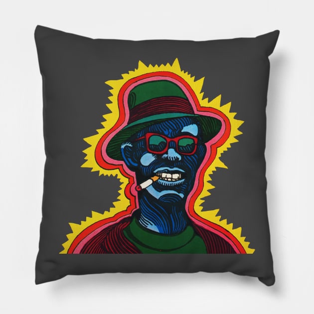 Blues legend - Lightnin' Sam Hopkins Pillow by ölümprints