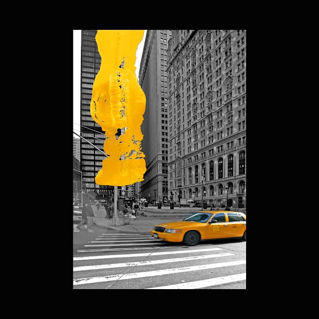 NYC Yellow Cabs Trinity Place - Brush Stroke by Art-Frankenberg