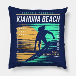 Retro Surfing Kiahuna Beach Kauai Hawaii // Vintage Surfer Beach // Surfer's Paradise Pillow