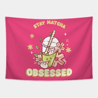 Stay Matcha Obsessed Bubble Tea Tapestry