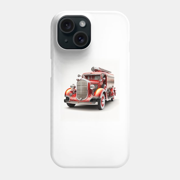 Art Deco Fire Truck Phone Case by TheArtfulAI