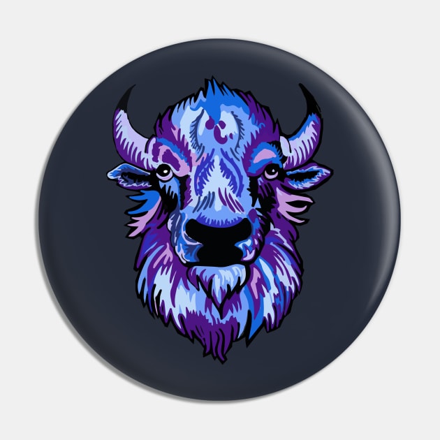 Mindful Vivid Buffalo in Purple & Blue Pin by vividbuffalo