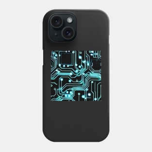 Cyberpunk neon blue futuristic circuitboard wires pattern Phone Case