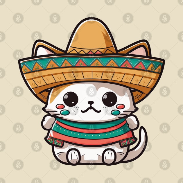 Cute Cat Wearing a Sombrero Hat by AI Art Originals