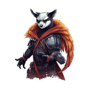 The Fierce Guardian: Raccoon-Fox-Badger Hybrid Hero T-Shirt