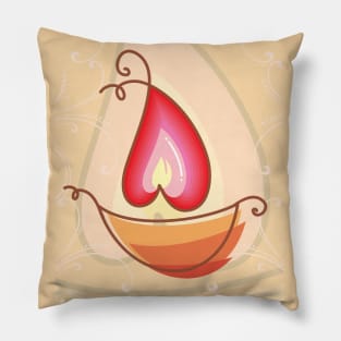 Decorative Oil Lamp Diwali Festival of Light Greeting For Everyone Pillow