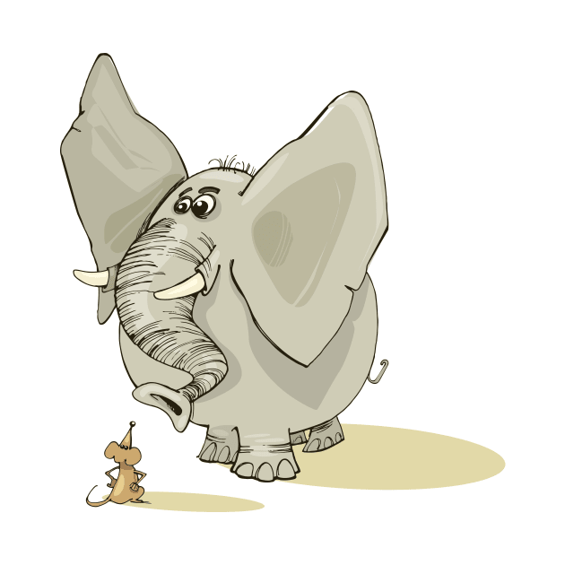 This giant elephant is afraid of a tiny mouse by Johnny_Sk3tch