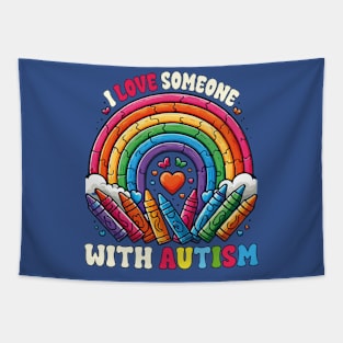 I Love Someone With Autism Rainbow Autism Awareness Teacher Tapestry