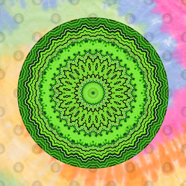 Round Green Heart Chakra Mandala by KaSaPo