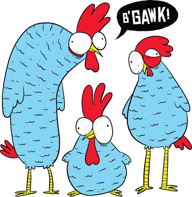 Three Goofy Chickens Kids T-Shirt by Threadded